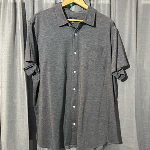 Men's Gray Short Sleeve Button-Up Shirt - 2X